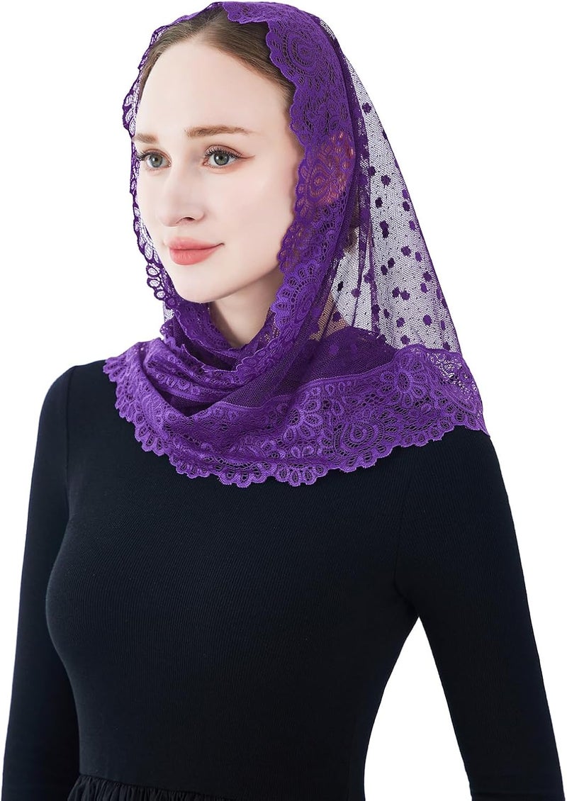 Wgior Triangle Vintage Inspired Lace Chapel Veils Catholic Mass Head Covering Scarf Mantilla Veils for Church - Image 3